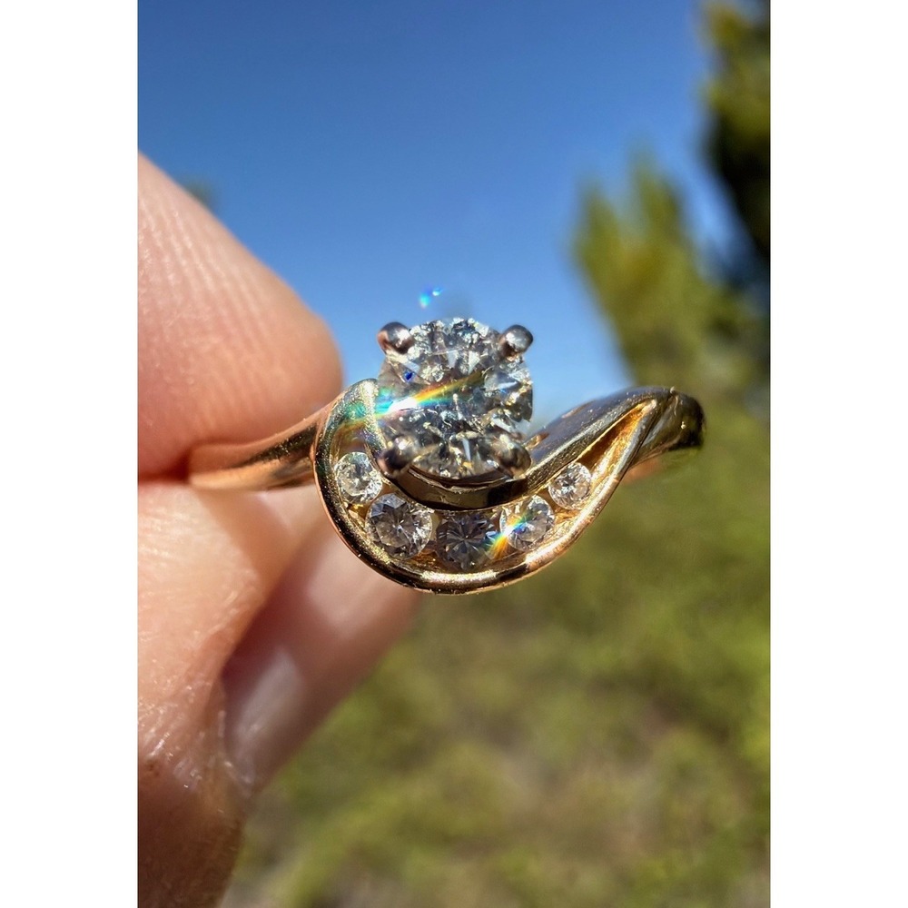 Vintage 14k Solid Yellow Gold Natural Diamond Ring - Channel Set Size 4.75 2.33g
